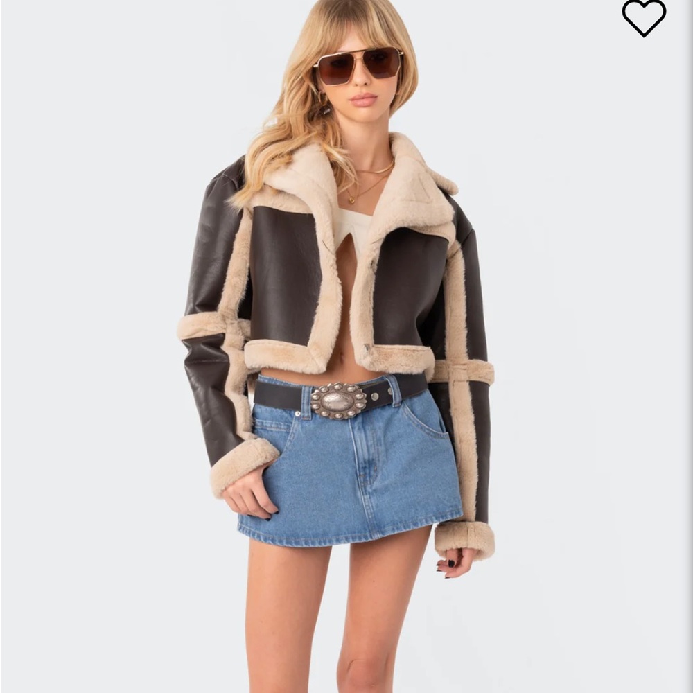Edikted leather fur jacket